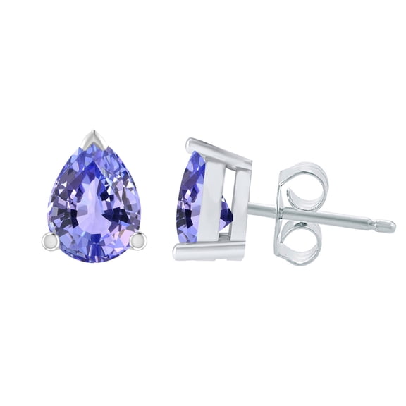 V3 Jewelry 925 Sterling Silver Pear Cut 1.38 Ct Natural Tanzanite Solitaire Stud Earrings for Women