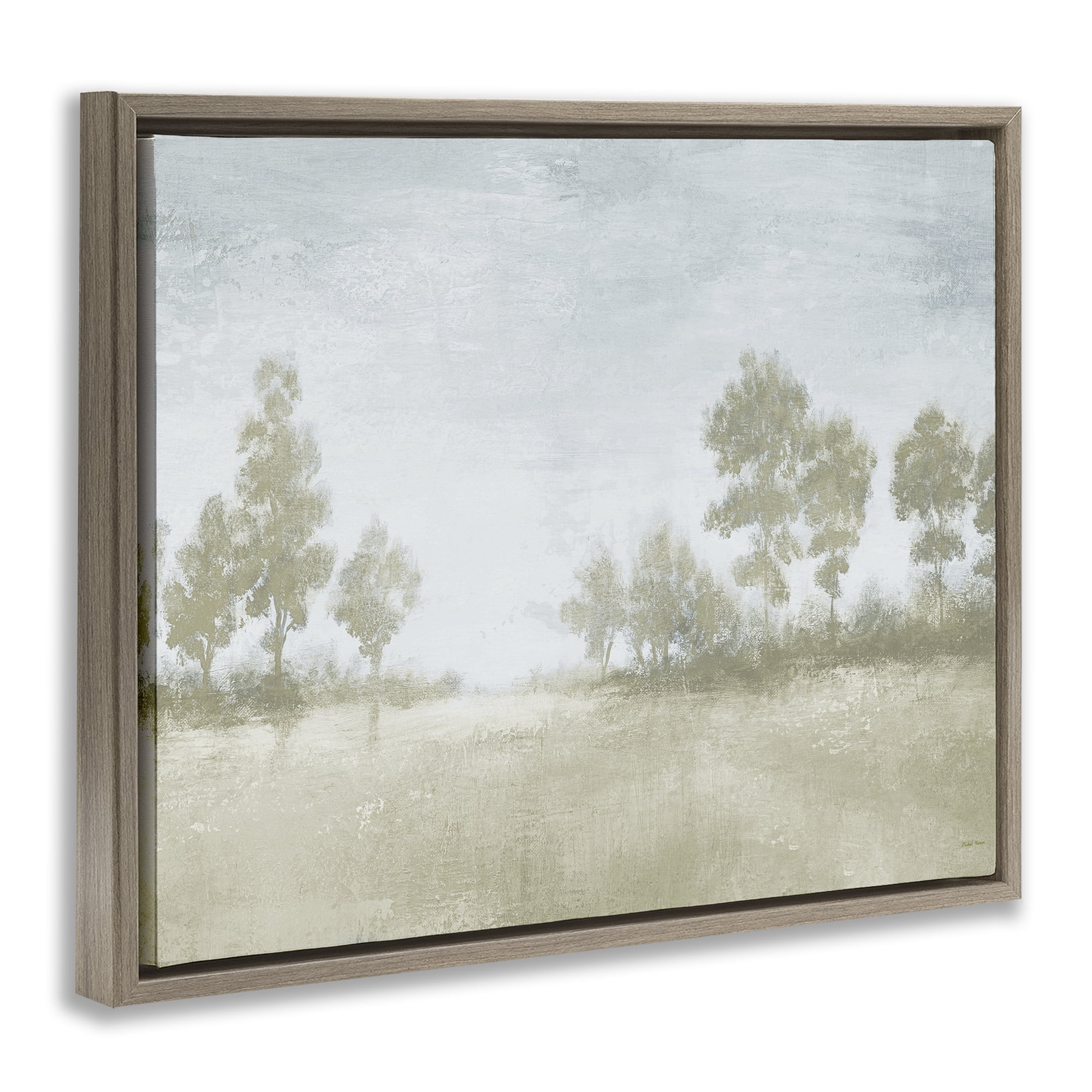 Stupell Industries Soft Distant Valley Landscape Brown Framed Floater Canvas Wall Art, design by Michael Marcon