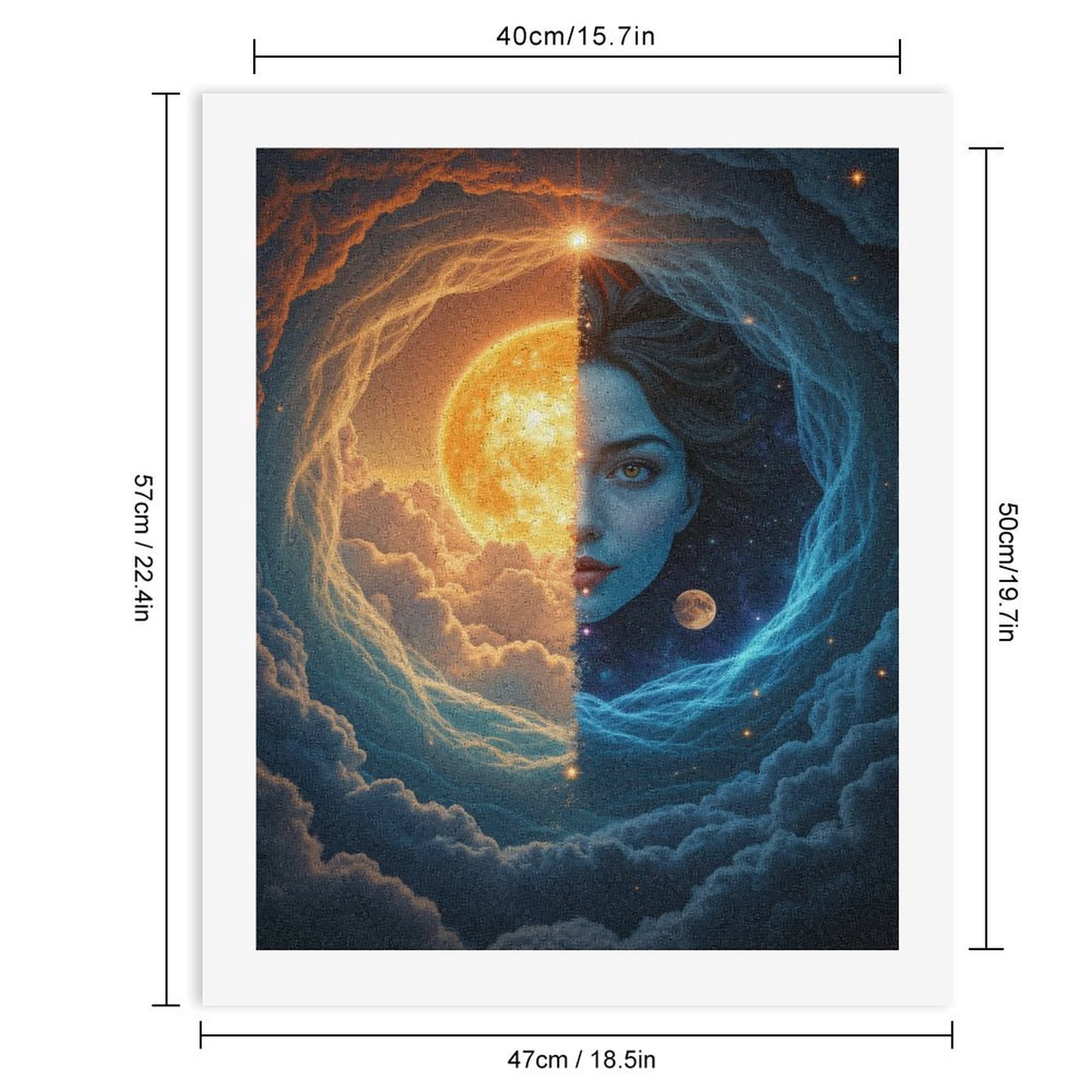 Paint By Numbers Kit for Adults Beginner - DIY Ethereal Dual Face Sky Art Canvas Painting Kits for Adults, Frameless Paint By Number for Adults for Home Wall Decor 16x20 Inch
