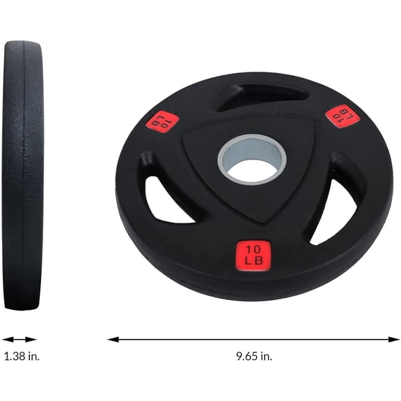 Olympic Cast Iron 2-Inch Weight Plate for Strength Training & Weightlifting, Rubber Coated Style, Multiple Weights Available