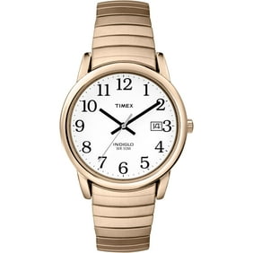 Timex Men's Easy Reader Date Gold/White 35mm Casual Watch, Tapered Expansion Band