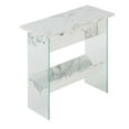 thumbnail image 1 of SoHo Table d'Appoint Électrique à Dessus Rabattable en Bois Marbré Blanc avec Verre Transparent, 1 of 2