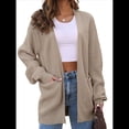 thumbnail image 1 of Cárdigan Extragrande de Punto Suave para Mujer con Bolsillos Caqui M, 1 of 6