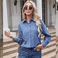thumbnail image 2 of Clothing 2025 Super Soft Wrinkle Free Button Down Shirts for Women Formal Work Dress Blouses Tops Womens Button Down Shirts Boyfriend Long Sleeve Oversized Blouses Tops, 2 of 4