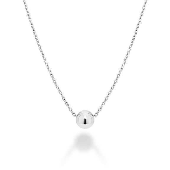 Miabella 925 Sterling Silver or 18Kt Yellow Gold Over Silver Italian 5mm Slide Bead Ball Pendant Necklace for Women Chain Made in Italy (Length 18 Inches, sterling silver)