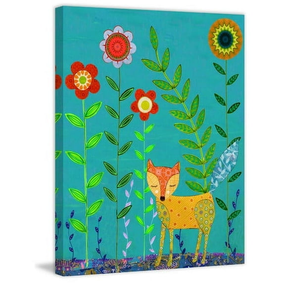 Marmont Hill "Yellow Fox" by Sascalia Painting Print on Wrapped Canvas