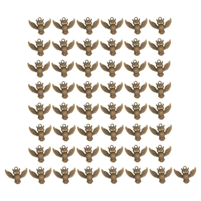 Colgante de aleación BLESIY 50 piezas de animales de búho antiguo para joyería DIY