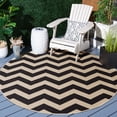 thumbnail image 2 of Safavieh Courtyard Ayden Chevron Indoor/Outdoor Area Rug, Black/Beige, 7'10" x 7'10" Round, 2 of 11