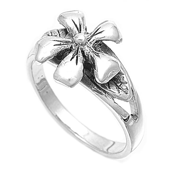 Hawaiian Plumeria Maile Leaf Ring .925 Sterling Silver Band Jewelry Female Male Unisex Size 7