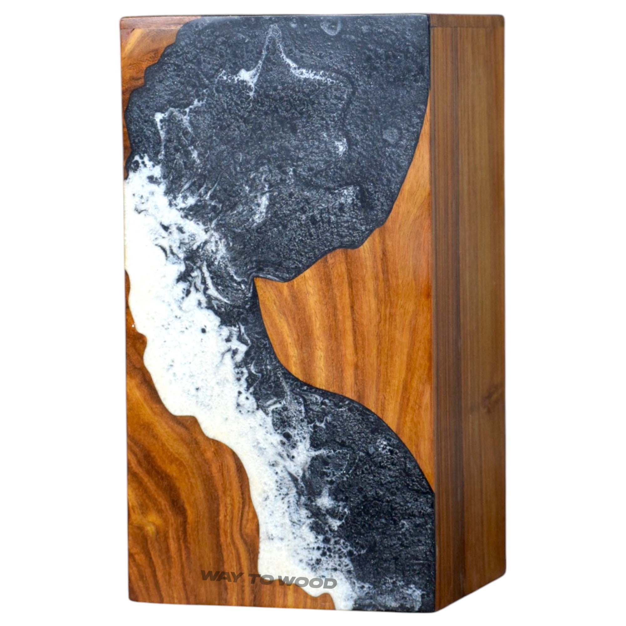Wooden Urns for Human Ashes Adult Male, Female – Decorative Urn Box for Pet Ashes - Ocean Wooden Resin Urns for Burial & Home Memorial - Personalized Cremation Urn