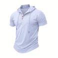 thumbnail image 4 of Men's T Shirt Summer Slim Fitness Hooded Short-Sleeved Tees Male Lightweight Hoodie Fitness Breathable Sports Tops, 4 of 10