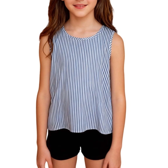 Bovxnpu Girls Tank Tops Undershirts Sleeveless T Shirts Cotton Linen Plaid Vests Sleeveless Inner Outer Girls Tees