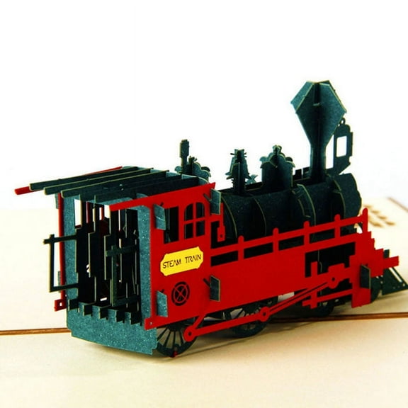 3D for Pop Up Retro Train Greeting Card Thanks Message Bless Cards for Birthday Christmas Wedding Party Handmade Crafts