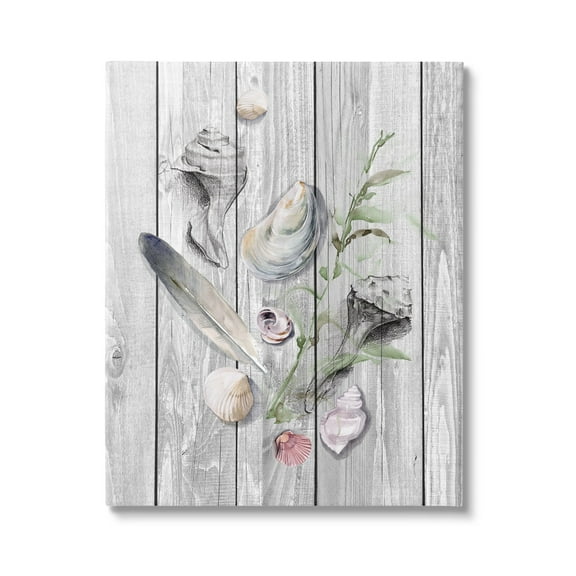 Stupell Feather & Seashells Collection Dock Landscape Painting Gallery Wrapped Canvas Print Wall Art