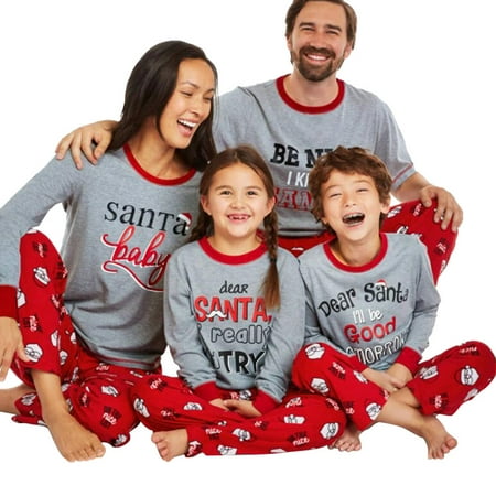 Nlife Letter Print Family Holiday Sleep Pajamas (Best Pajamas After C Section)