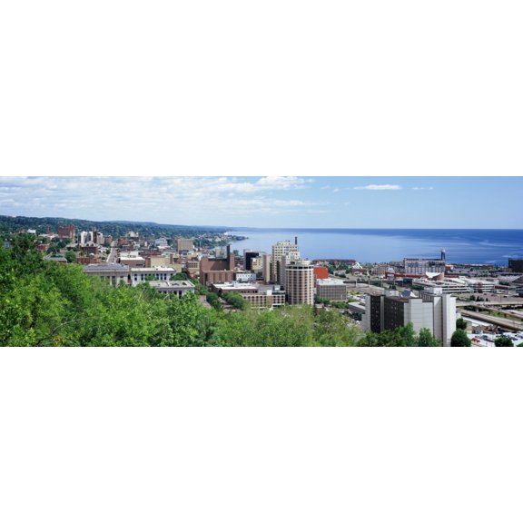 City at the waterfront Lake Superior Duluth Minnesota USA Canvas Art - Panoramic Images (12 x 36)