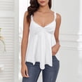 thumbnail image 2 of uobin Tops for Women Sleeveless Ruffle Strap Low Cut V Neck Backless Solid Color Tank Top Cute Summer Flowy Going Out Top, 2 of 4