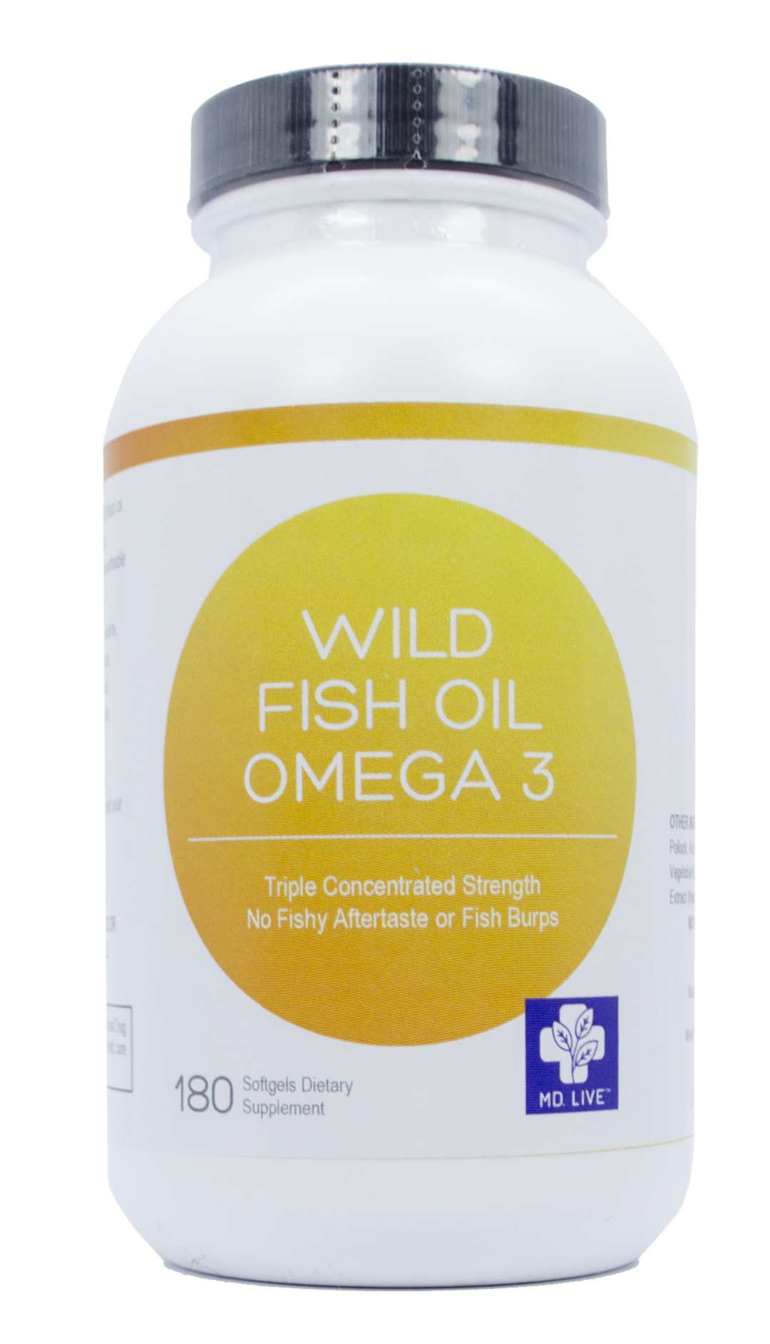 MD. Life Wild Fish Oil Omega 3 180 Ct Softgels 1800mg, Burpless, Non