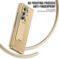 thumbnail image 5 of ELEHOLD For Samsung Galaxy Z Fold 7 Rugged Full Body Case,Premium Lychee Texture PU Leather Cover with Built-in Front Screen Protector Metal Foldable Kickstand Shockproof Phone Case , Gold, 5 of 7