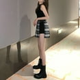 thumbnail image 6 of Huhudde Summers Skirt Punk Gotik Pleated Minis Skirt Asymmetric High Waist A Line Skirt with Shorts for Casual Party Cosplay, 6 of 20