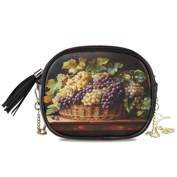 Womens Casual Chain Shoulder Bag Simple style Fresh Grapes Painting Crossbody Bag