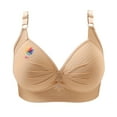 thumbnail image 3 of LangJing Wireless T-Shirt Bra, Woman's Printing Gathered Together Large Size Daily Bra Underwear No Rims Beige,L, 3 of 5