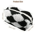 thumbnail image 2 of Portable Cosmetic Bag Travel Makeup Bag Storage Bag Plaid Pattern Terry Cloth Black White, 2 of 6