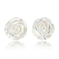 thumbnail image 1 of Delicados Aretes de Poste con Rosa Blanca Tallada en Nácar, 1 of 7