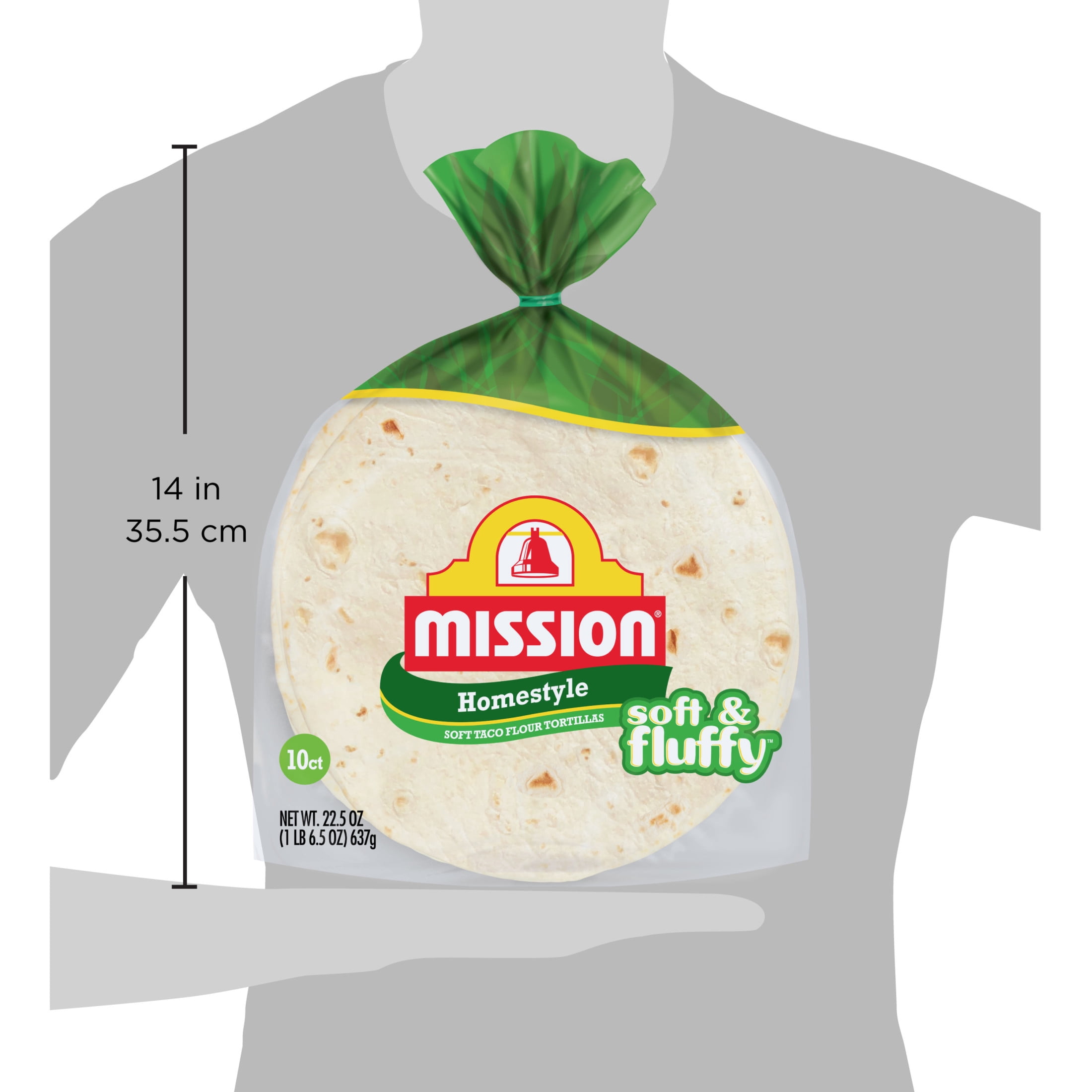 (3 pack) Mission Soft & Fluffy Homestyle Flour Tortillas, Soft Taco Size, 10 Count