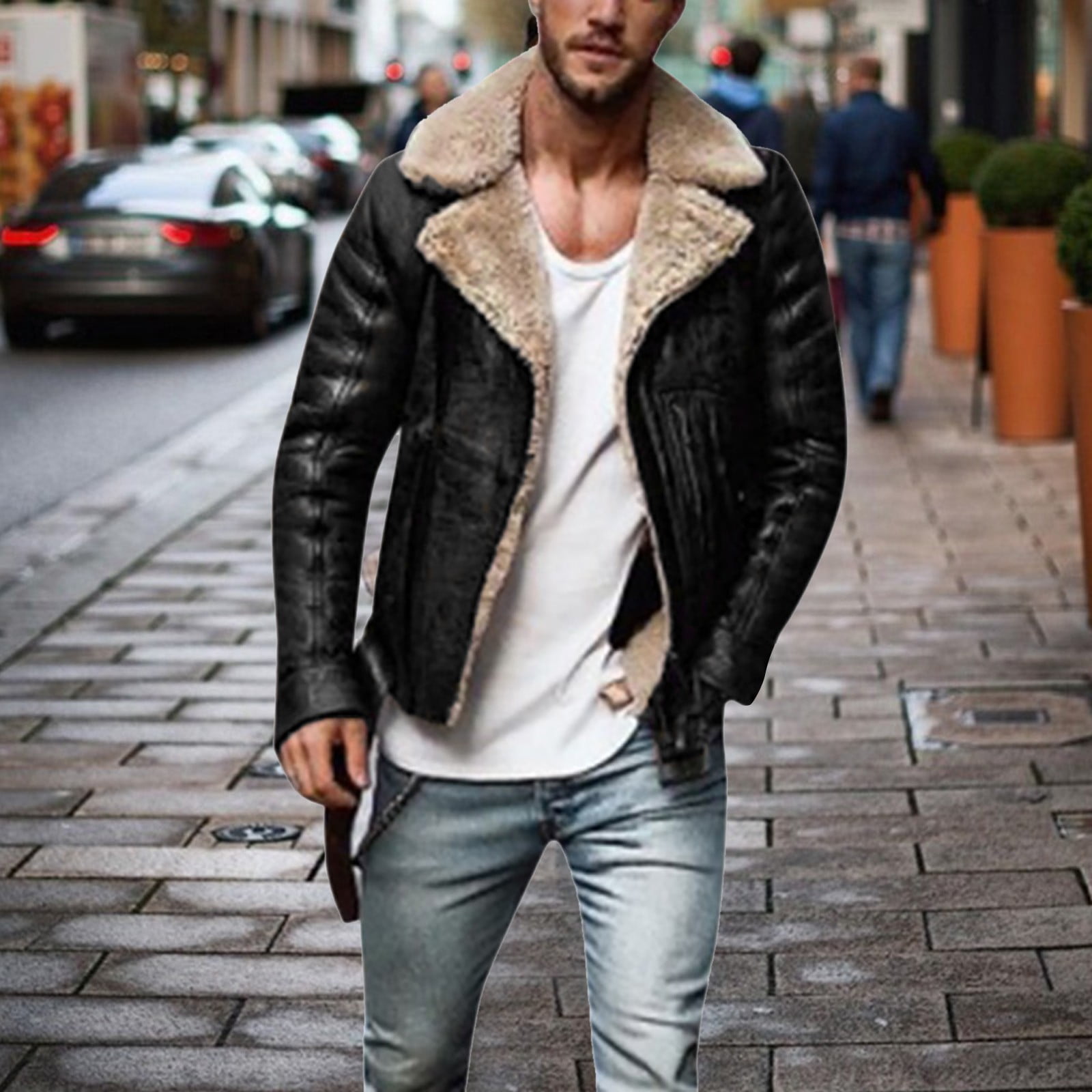 Mens Warm Plus velvet Leather Jacket Winter Thicken Coat Overcoat Casual Outwear 