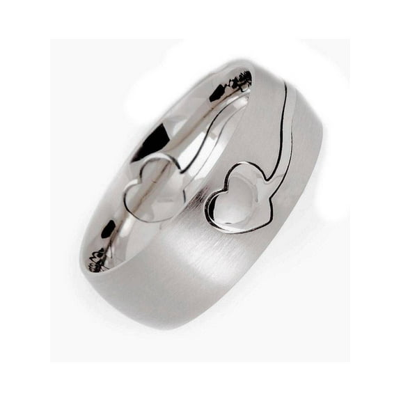 Metals Jewelry Adult Men's / Women's 8mm Laser Cut Heart Puzzle Ring Surgical 316L Stainless Steel Size 10