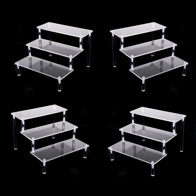 Estante de exhibición de acrílico vertical de 4 piezas para , soporte de magdalenas para , pequeña sa, encimeras - 3 niveles CUTICAT Rejilla desmontable de acrílico