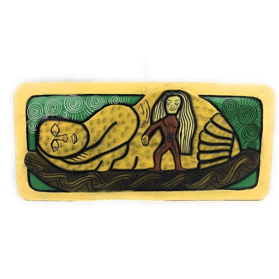 The Inner Birth, Reincarnation Mana 30" X 15" - Tribal Art Wood Panel | #dpt518475