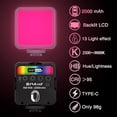 thumbnail image 2 of Luz LED RGB para cámara, 2500K-9000K, mini luz para video/fotografía con batería recargable integrada, regulable, portátil, para fotografía y vlogs, con accesorios magnéticos., 2 of 5