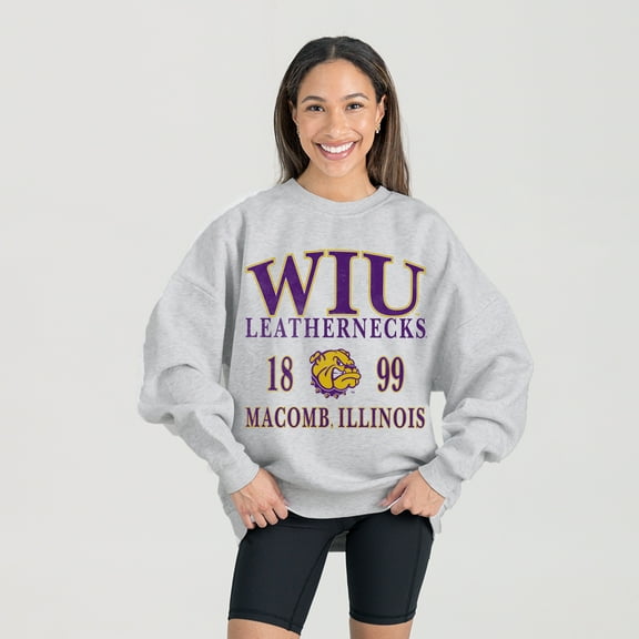 Women's Gameday Couture Ash Western Illinois Leathernecks Premium Fleece Pullover Sweatshirt