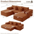 thumbnail image 2 of 3 Seats Boneless Modular Cloud Sectional Sofa with Chaise & Ottoman, Extra-Wide Deep Seats Plush Corduroy Sleeper Soft Couch for Modern Living Rooms, Small Spaces Apartments Orange 108"-U Shape Left, 2 of 8