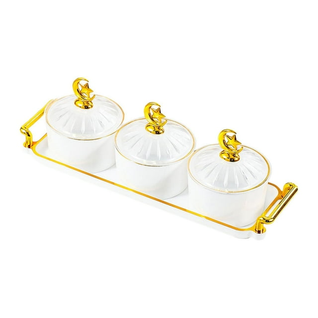 Plato de frutos secos multifuncional para aperitivos, ideal para el comedor, fiestas y bodas. rejilla blanca 3