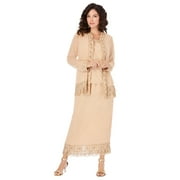 Roaman's Women's Plus Size Beaded Skirt Set