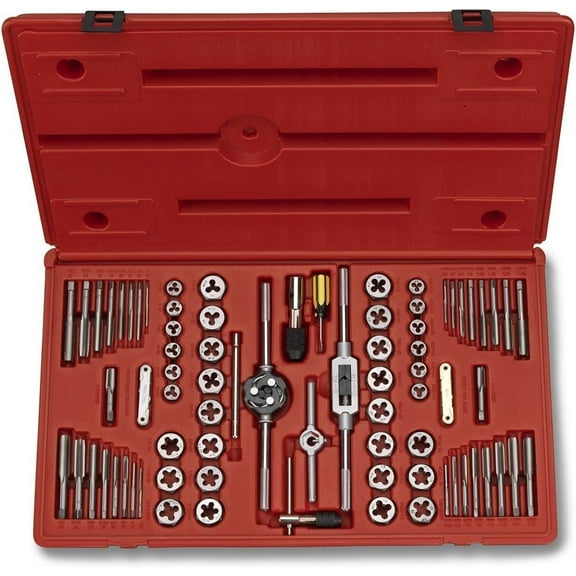 NEIKO 00908A SAE and Metric Tap and Die Set, Alloy Steel Taps and Dies with Hexagon T-Type Wrench, Quality Threading Tools, 76-Piece Set