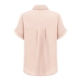 thumbnail image 6 of GZWYHT Linen Button Down Shirt Women，Tops for Women Long Button Down Shirts for Women Button Down Shirt Short Sleeve Blouse Linen Shirts for Women Blouses for Women Pink 2XL, 6 of 9