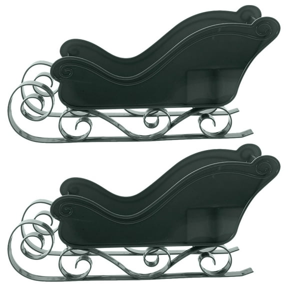 MEIBUTYUP 2-Pack Christmas Sleigh Ornaments Green Plastic Desktop Decorations for Festive Holiday Party Tabletop Display