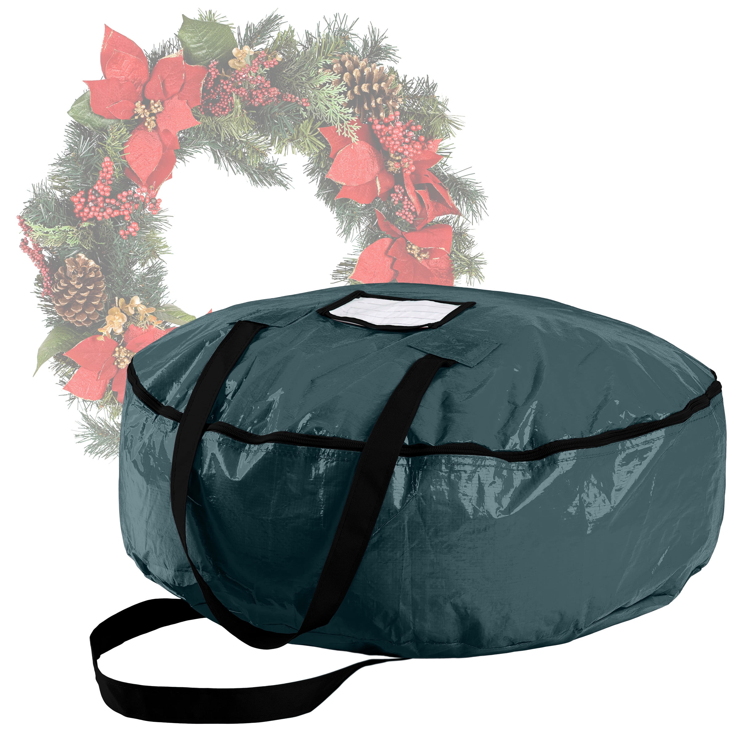 Elf Stor Christmas Wreath Storage Bag with Handles and Zipper (Green)