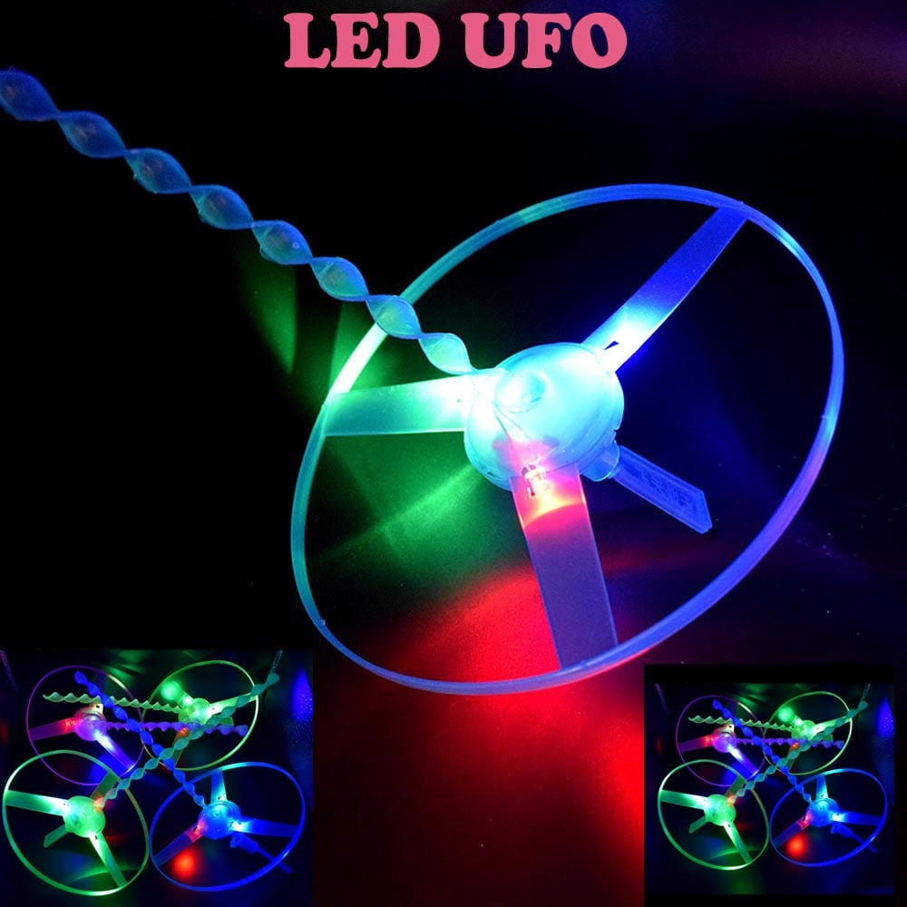 LED Light Flying Saucer Toys Funny Pull String Disc Kids Toy Outdoor Age 6+ 