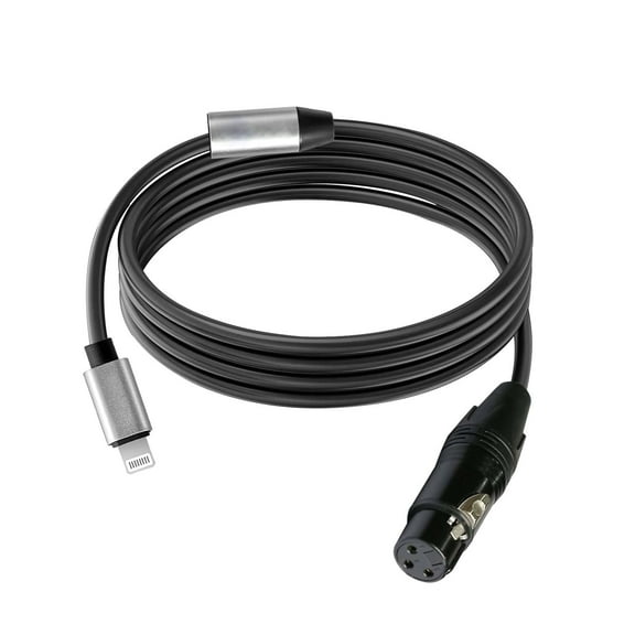 Meamaz Lighting to Female XLR Cable Microphone for iPhone Recording Mobile XLR Mic Cable for ipad Multiple Nylon Braided Cord (9.8FT/3M)