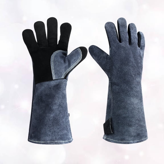 LOLIPPYY 1 Pair Thermal Mittens for Bbq and Grilling Black Leather 40x18 Cm