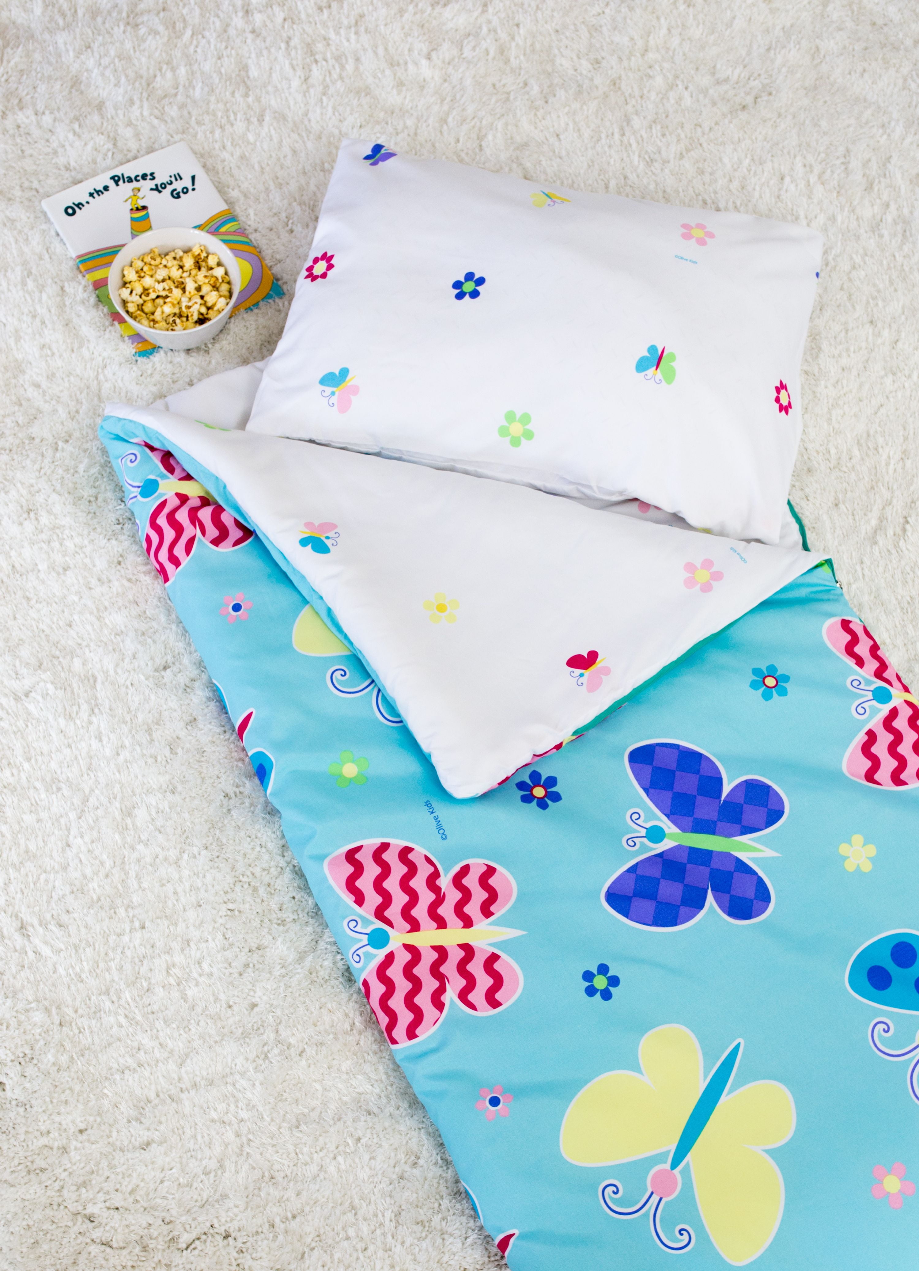 Wildkin Butterfly Garden Microfiber Kids Sleeping Bag for Boys and