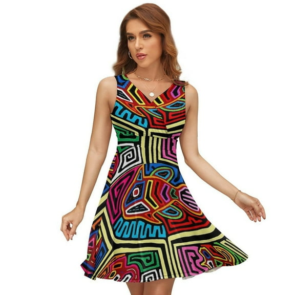 Mola De Panama Fish Sleeveless Dress Women Summer Evening Dresses Ladies Sundress