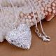thumbnail image 3 of Brass Hollow Heart Diffuser Locket Pendants Silver Color Plated 31x26mm, 3 of 6