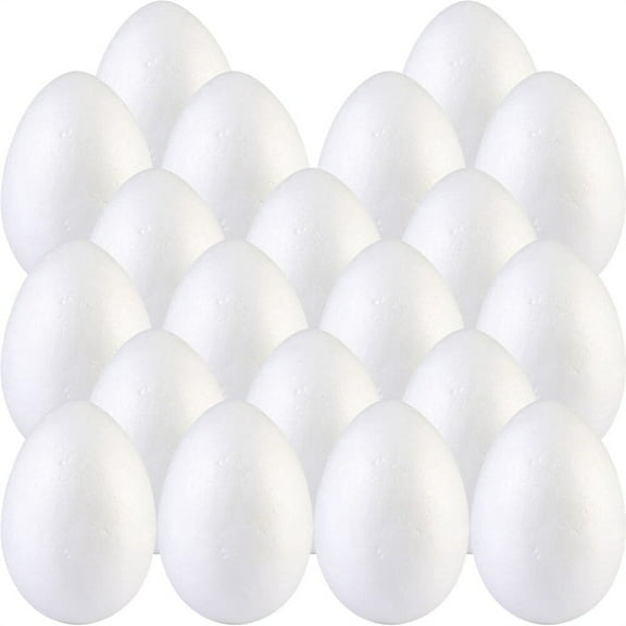 NOGIS 20 Pcs Foam Eggs for Crafts, 2.75 inch Foam Easter Eggs White Polystyrene Eggs, Large Craft Foam Eggs for Easter, Halloween, Christmas, Holiday Decoration, DIY Arts, Painting