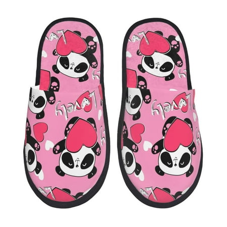 

Tideii Panda Heart Valentine Pink for Home Indoor Cotton Slippers Autumn and Winter EVA Plush Slippers Household Supplies Unisex-Medium